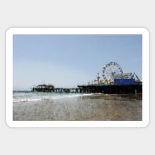 Sketched Santa Monica Pier Color Drawing Sticker